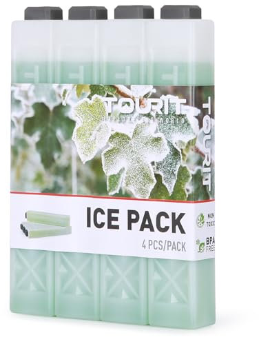 TOURIT Ice Packs for Coolers Reusable Long Lasting Freezer Packs for Lunch Bags/Boxes, Cooler Backpack, Camping, Beach, Picnics, Fishing and More