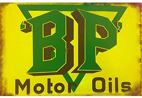 ABLERTRADE Metallschild BP Motor Oils Nostalgische Wandkunst Plakette Haus Dekor Geschenk Blechschilder 20,3 x 30,5 cm