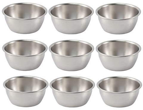 TOPBATHY 9PCS Stainless Steel Sauce Dishes Hot Pot Sushi Dipping Bowl Mini Round Sauce Cup Seasoning Dish Appetizer Plates - Size