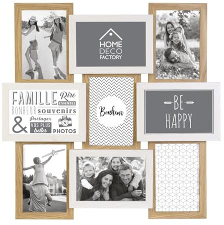 Cadre Photo Multiple Pele-Mele 9 Vues Bois et Blanc Deco Souvenir