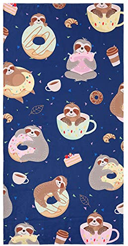 LIVILAN Übergroßes Faultier-Donut-Strandtuch für Frauen, Mädchen, Kinder, super weiche Mikrofaser, schnell trocknend und sandfrei, niedlich, leicht, Schwimmbad, Bad, Yoga, Geschenke, 76.2x152.4 cm