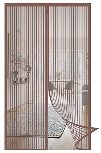 GOUER Zanzariera Magnetica Finestra 140x250cm Anti Insetti Mosche Zanzare Tenda Anti Zanzare Punch Gratuito per Ingresso,Porte, Cortili, Marrone