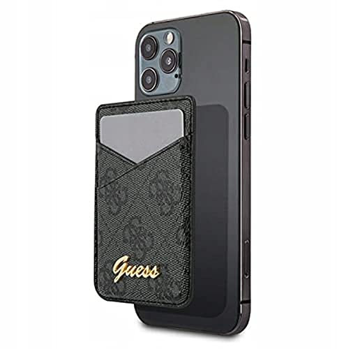 GUESS GUWMS4GTLBK Kreditkartenetui mit Magsafe aus Leder für iPhone 12, Grau