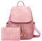FORRICA Rucksack Damen Elegant Quasten Schultasche Mädchen Casual Schulrucksack mit Clutch Tasche 2-teiliges Set Wasserdicht PU Leder Rosa