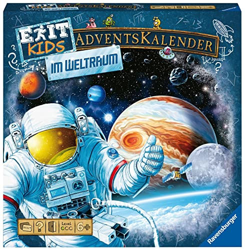 Ravensburger 18234 - EXIT Adventskalender Kids - Im Weltraum - 24 Rätsel für EXIT-Begeisterte ab 6 Jahren