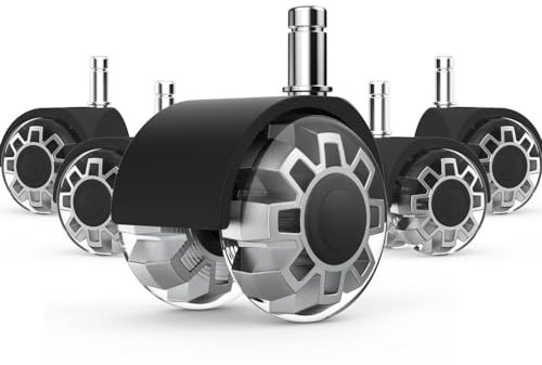 Ersatzrollen für Bürostuhl robuste Gummiräder für Bürostühle (100 kg) 51 cm Universalgröße Bürostuhlrollen glattes und sicheres Rollen für alle Böden einschließlich Hartholz und Teppich 5 Stück