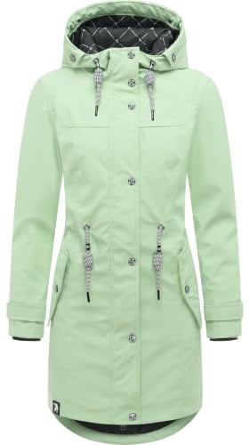 Peak Time Damen Regenjacke Regenmantel Jacke wasserdicht mit Kapuze L60042 Pastel Green22 Gr. M