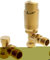 Team Controls Brushed Brass Angled Thermostatic Radiator Valves & Lockshield 15mm Pack Set KT, 15mm x 1/2''