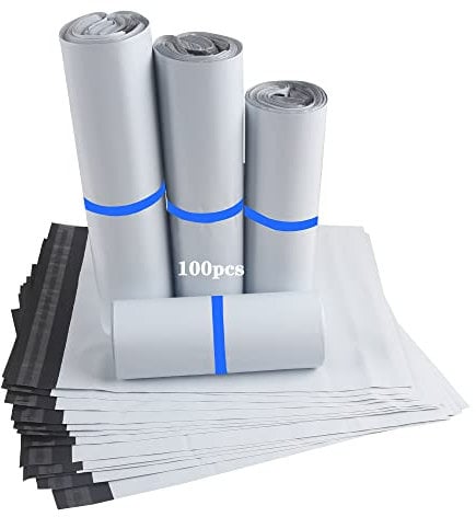 HVDHYY 100 Versandbeutel Plastik Klein Versandtaschen Selbstklebend, Blickdicht, Wasserdicht und Manipulationssicher Versandtüten 130mmX240mm/B6, 150mmX270mm/A5, 200mmX300mm/A4, 250mmX350mm/B4