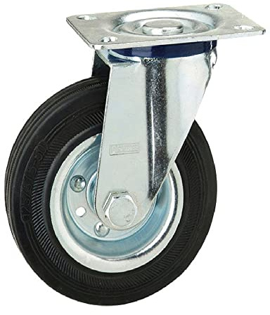 Industrielles Rad aus schwarzem Gummi, 125 mm.