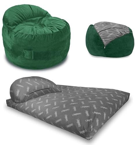 CordaRoy's NEST Gaming Sitzsack für Erwachsene, wandelbarer Sitzsack Stuhl & Bett, waschbarer Chenille-Bezug mit Taschen, für Wohnzimmer, Spielzimmer, Keller, volle Größe, Regenwald