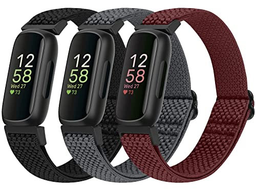 Bcuckood Elastisches Armband Kompatibel mit Fitbit Inspire 3/Inspire 2/Inspire/Inspire HR/Ace 2/Ace 3, Verstellbares Ersatzarmband Damen Herren Kinder Dehnbare Weiche Sport Nylon Armband