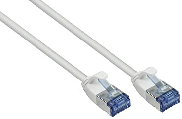 Good Connections Cat. 6A Slim-Patchkabel - 0,5 m / 50 cm - U/FTP- 10 Gbit/s und 500MHz - KUPFER-Leiter CU - Halogenfrei LSZH - RNS Rastnasenschutz - dünnes Netzwerkwerkkabel/LAN-Kabel - WEIß