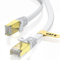 VOIETOLT Cat8 Lan Kabel 6M mit Clips, 40Gbps/2000MHz Flach Schirmung Hochgeschwindigkeit Netzwerkkabel, STP RJ45 Gigabit Cat-8 Ethernet Kabel für PS4/5, für Modem, für Router (weiß)