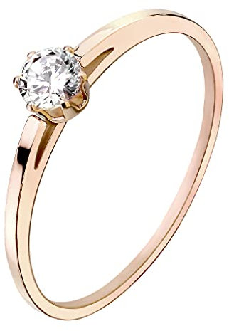 Mianova Damen Ring Edelstahl mit Zirkonia Kristall Strass Glitzer Stein Damenring Solitärring Trauring Verlobungsring Fingerring Rosegold vergoldet Größe 54 (17.2)