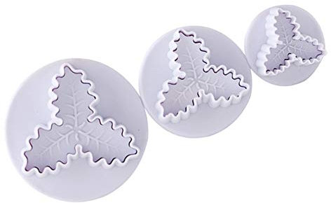 HEITIGN Christmas Holly Leaf 12 * 9 * 6 Christmas Holly Leaf Plunger Cutter Holly Leaves Fondant Mold Cutter Christmas Party Cake Cupcake Decorating Baking Tools