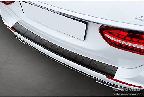 Avisa Matt-Schwarz Edelstahl Heckstoßstangenschutz kompatibel mit Mercedes E-Klasse W213 Kombi 2016- 'Ribs'