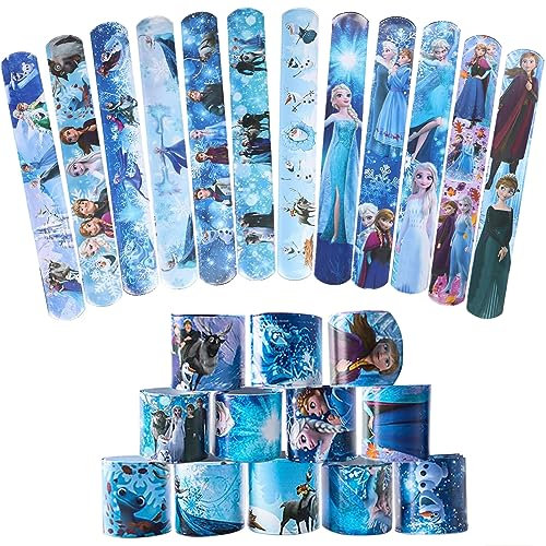 Eiskönigin Schnapparmband Kinder,12 Prinzessin Slap Bracelets,Slap Armband Slap Bands Klatscharmband Bunte Mitgebsel Kindergeburtstag Junge Mädchen Geburtstag Party Abschlussball Weihnachtsfeie