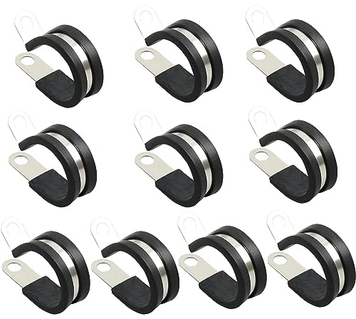 NICAVKIT 10 pcs 24mm serre-câbles en caoutchouc P clips colliers de serrage colliers de serrage serre-câbles kit en acier inoxydable
