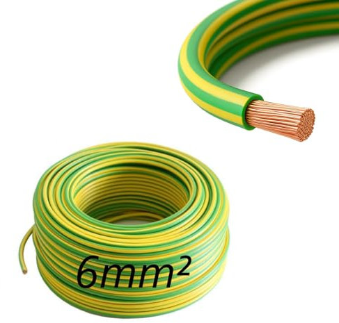 ENVIRON- Erdungskabel 6mm² [1-500m] H07V-K Einzelader Litze Leitung Einzelader flexibel Kabel Erdung (Grün-Gelb) (40 Meter)