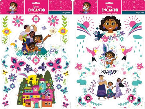 Fensterbilder ENCANTO Sticker Disney 30x40cm 2 Bögen selbsthaftend ohne Kleber statische Fenstersticker (Encanto)