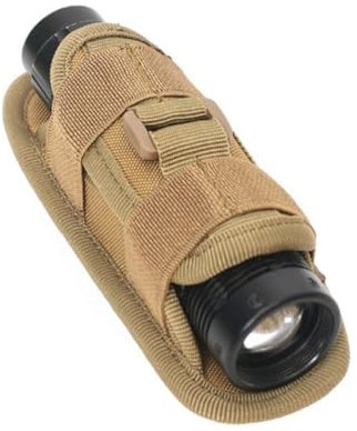 HOUSON Funda táctica para linterna, soporte para linterna de caza, funda de transporte de linterna de 360 grados, funda para linterna al aire libre, caza, camping, senderismo, caqui