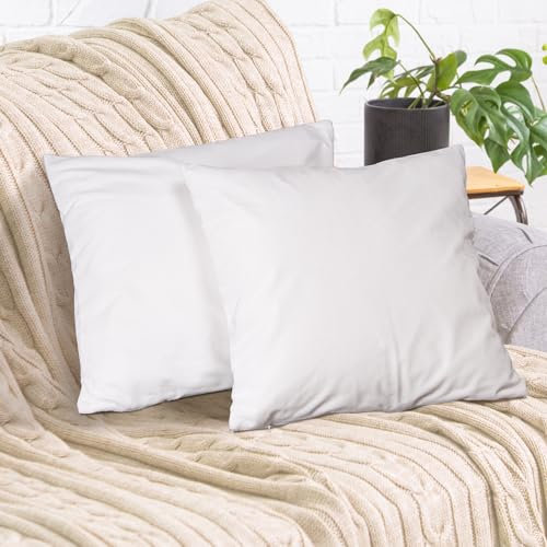 2er Set Sofakissen mit Füllung und Bezug 40x40cm weiche Kissenhülle mit Dekokissen Couchkissen für Sofa, Schlafzimmer, Wohnzimmer, Balkon, weiß Purity, flauschig, mit verstecktem Reißverschluss