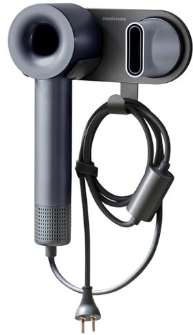 simpletome simpltome Haartrocknerhalter Wandhalterung für ALLE Magnetischen Hohe Geschwindigkeit Fön mit Steckerkabel Organisation Haken (Grau, ABS-Kunststoff)