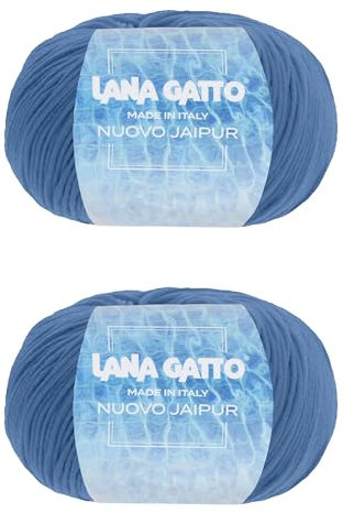 Gomitoli cotone per lavoro a maglia e uncinetto, linea Nuovo Jaipur di Lana Gatto (Azzurro - 30707, 2)
