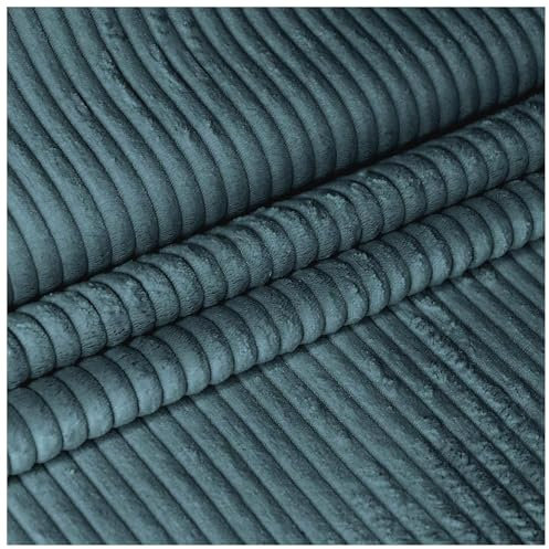 DreamRoots Cord Stoff Meterware Gewicht 380 g/m2 - Polsterstoff Cord Meterware 140 cm breit - Möbelstoff Meterware - Breitcord Meterware Ocean Depths 1M