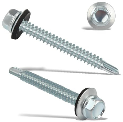 80 Pièces Vis Autoforeuse Metal 6,3x50 mm Inox Bac Acier Hexagonale Autoperceuse pour Metal Vis Etanche Avec Joint Tole Toiture Autoforante Auto Foreuse pour Plus Fixation (Argenté)