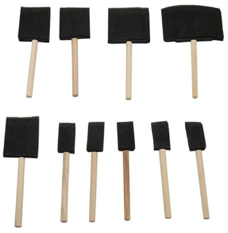 YATEICBC 10 Pcs Pinceau éponge carré, Pinceau en Mousse, Pinceau à Racine Courte, Manche en Bois Dur, Acrylique, Teinture, Vernis, Artisanat, Peinture éponge pour Les projets de Bricolage (4 Tailles)
