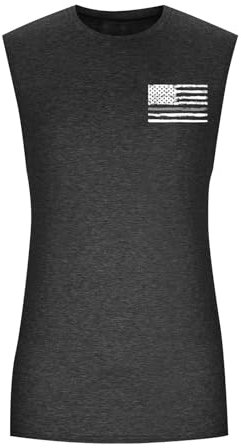 Sale Angebote Angebote des Tages Heute Herren Schwarze Tshirt Herren Jeans Hemden Für Herren Usa Flaggen Druck Sport Tank Top Rundhals Sommer Tops Gym Shirt (Dunkelgrau, L)