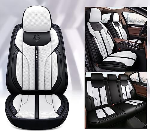 Karstry Autositzbezüge komplettes Set Universal in Stylish Design, Schonbezüge für Vordersitze und Rückbank, Auto Sitzbezüge Airbag Kompatibel, Premium Wasserdicht Sitzbezug, Weiß