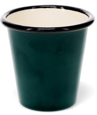 Rex London Enamel Tumbler 300ml, Dark Green, Kids Drinking Cups, Forest. | travel mug, coffee cup, coffee mug, water cup, stainless steel drink holder, hot beverage vessel, tea flask