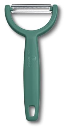 Victorinox Peeler Ypso, for Vegetables, Fruits, Serrated Edge, Double-Edged, Extra Sharp, Swiss Made, Green