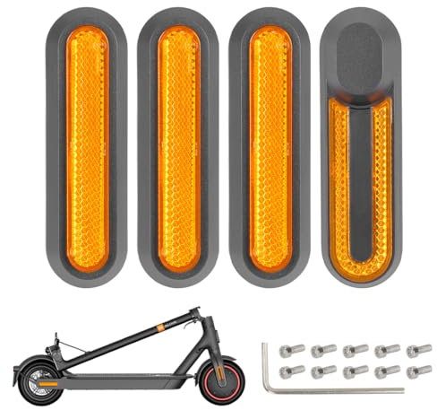 WeddHuis 4er Set Roller Radabdeckung Reflektorstreifen, Scooter Reflektoren, Scooter Seitenabdeckungen Mit Rückstrahler Aus Kunststoff, Kompatibel Für 1s / M365 / Pro2, Scooter Ersatzteile