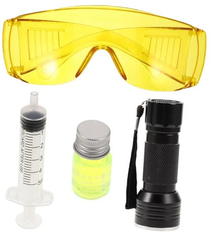 ULTECHNOVO 1 Set Klimaanlage Leck Auto Klimaanlage Auto UV Farbstoff Leck Kit Farbstoff Kit Auto Tester Werkzeuge Brillen Leck Öl Leck Farbstoff Metall