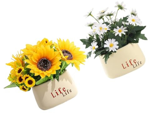 STOBAZA 2stücke Künstliche Pflanzen Im Topf Bonsai-Dekoration Für Zuhause Für Tisch Und Büro Pflegeleichtes Kunstblumen Sonnenblume Und Kleiner