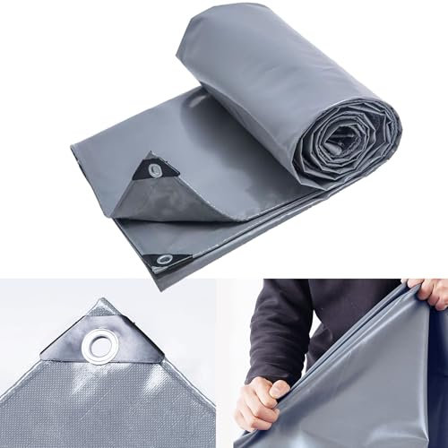 Bâche de Protection Universelle imperméable et résistante en 2.5x28 m 500g/m² Tapis de Sol pour Camping, pêche, Jardinage, Animaux de Compagnie de qualité supérieure de LXX94W, Gris