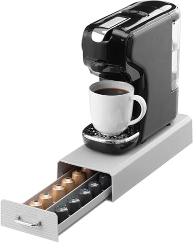 Navaris Cassetto Porta Cialde Caffè - Cassettino Porta Capsule - Portacialde per Macchina da Caffè - Contenitore Salvaspazio Portacapsule - Ideale per Piccole Cucine - Grigio