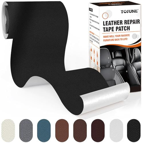 TOJUNE Kunstleder Selbstklebend, Leder Patch Reparaturset für Couch, Autositz Sofa, Jacken, Möbel Reparatur und Renovierung, Meterware Selbstklebende Lederflicken (Schwarz, 10 X 160 cm)