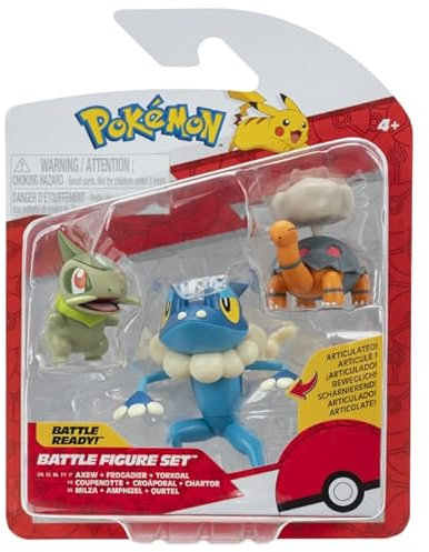 Pokémon PKW4089 - Battle Figure Set - Qurtel, Milza, Amphizel, offizielles Figuren Set