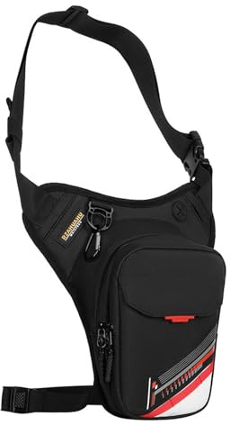 SOUUXIU Motorcycle Leg Bag, Water Rainproof Sling Waist Bag with Large Capacity and Headphone Hole for Men, Multi-Functional Chest Bag, Ideal for Daily Essentials and Travel