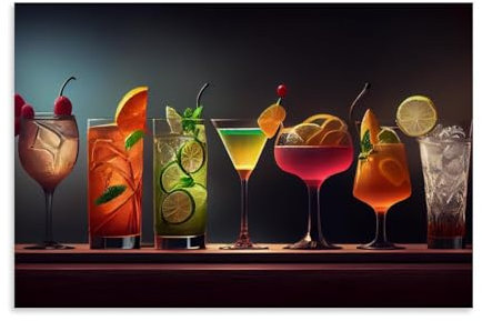ZOZO HOUSE Various Fruit Cocktail Bebidas Frías Póster Decoración Moderna para el Hogar 40x60 cm