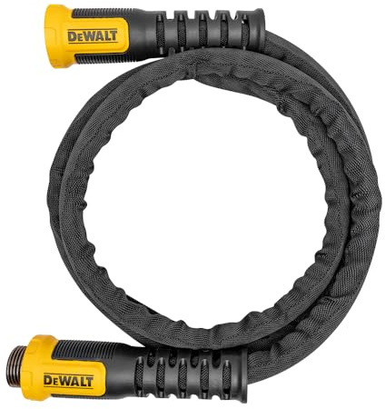 DEWALT DXMH3306 x 5/8 in Heavy-Duty Professional Grade Fabric Hose-DXMH3306 Garden Hose, Black, Yellow, 6 Ft Leader
