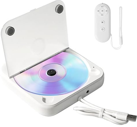 CD Player Auto, Externer tragbarer CD-Player mit USB und 3,5mm AUX Anschluss, kompatibel mit CD/CD-R/CD-RW/MP3/WAV für Fahrzeug, TV und Laptop