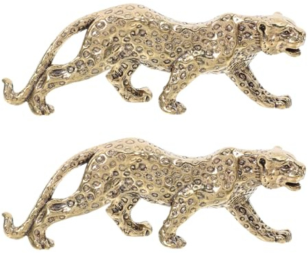 Ciieeo 2 Stücke Messing Geld Leopard Ornament Cheetah Statue Messing Tier Statue Vintage Leopard Skulptur Desktop Dekoration Für Home Büros