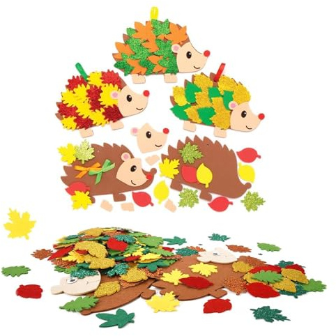 JSRHEEM Halloween Bastelset Igel - 6er Set - Kreatives Moosgummi-Kunsthandwerk mit Aufklebern - Deko für Halloween-Party, Kinder, Jungen und Mädchen​ (GJ-CW)