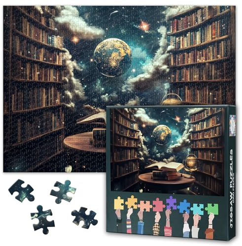 Puzzle 1000 Teile, Sternenhimmel Puzzle Erwachsene, Eine große Bibliothek voller Bücher 1000 Teile Puzzles für Erwachsene, Puzzle Impossible Geschicklichkeitsspiel für die Ganze Familie 70 x 50 cm